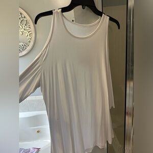 White cold shoulder top